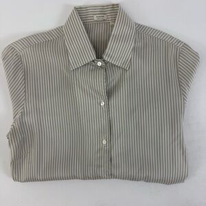 Agnona Made in Italy 100% Silk Striped‎ Collared Button-Up Shirt Size 48